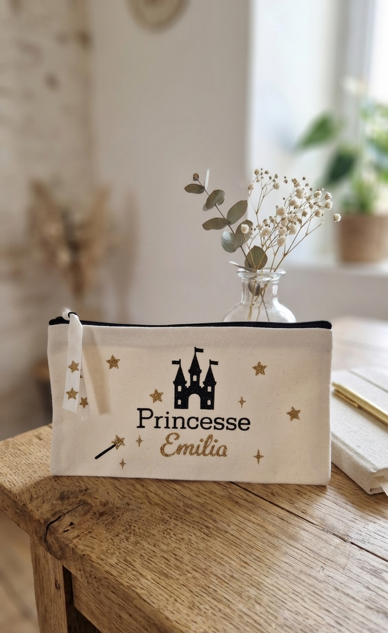 Pochette personnalisable enfant – Beige ou Noir